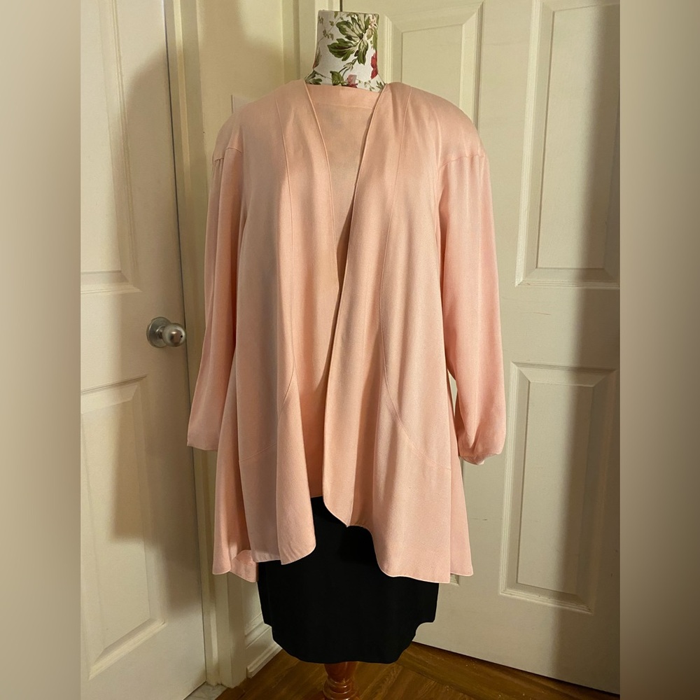 Vintage Liptons Elegant Pink Open Front jacket shirt and skirt combo